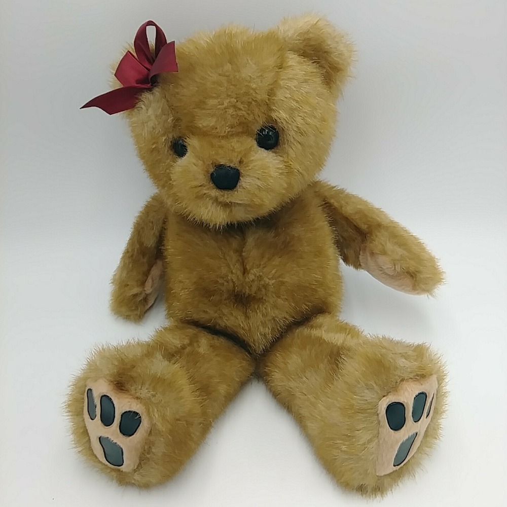First And Main Teddy Bear Rebecca 9 Inch Sitting Brown Plush Maroon Bow